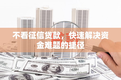 新营不看征信贷款，快速解决资金难题的捷径
