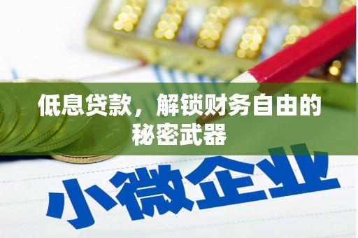 新营低息贷款，解锁财务自由的秘密武器
