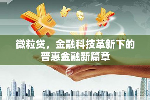 新营微粒贷，金融科技革新下的普惠金融新篇章