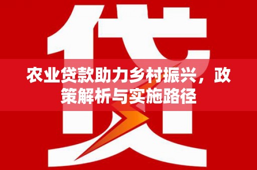 新营农业贷款助力乡村振兴，政策解析与实施路径