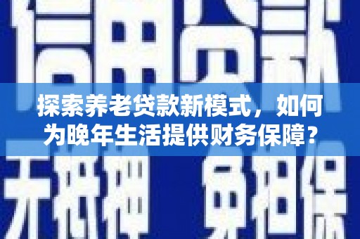 新营探索养老贷款新模式，如何为晚年生活提供财务保障？