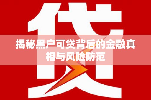 新营揭秘黑户可贷背后的金融真相与风险防范