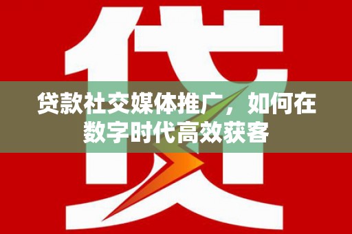 新营贷款社交媒体推广，如何在数字时代高效获客