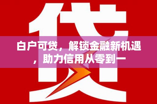 新营白户可贷，解锁金融新机遇，助力信用从零到一