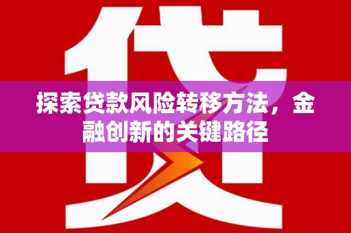 新营探索贷款风险转移方法，金融创新的关键路径