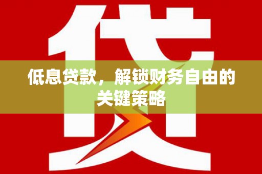 新营低息贷款，解锁财务自由的关键策略