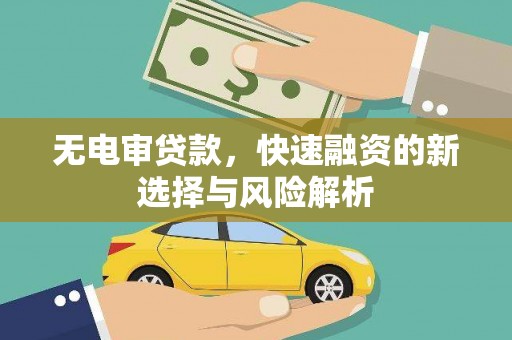 新营无电审贷款，快速融资的新选择与风险解析