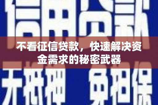 新营不看征信贷款，快速解决资金需求的秘密武器