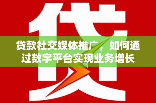 新营贷款社交媒体推广，如何通过数字平台实现业务增长