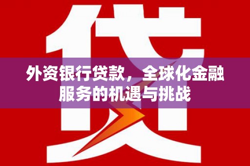 新营外资银行贷款，全球化金融服务的机遇与挑战