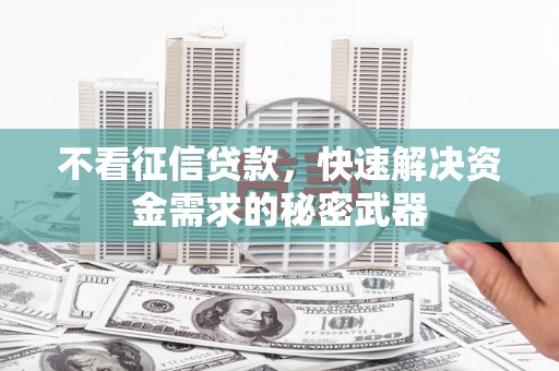 新营不看征信贷款，快速解决资金需求的秘密武器