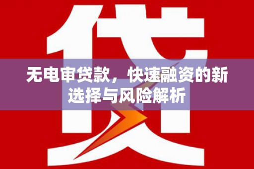 新营无电审贷款，快速融资的新选择与风险解析