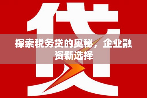 新营探索税务贷的奥秘，企业融资新选择