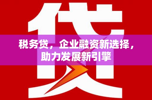 新营税务贷，企业融资新选择，助力发展新引擎