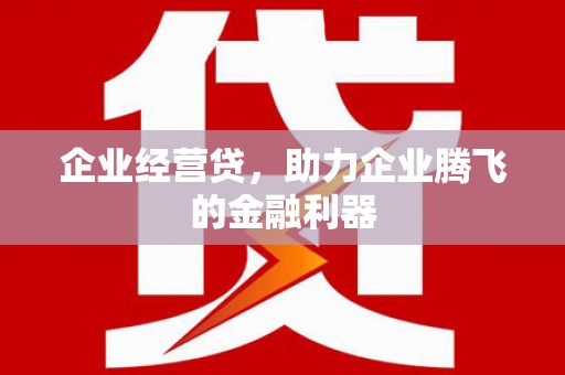新营企业经营贷，助力企业腾飞的金融利器